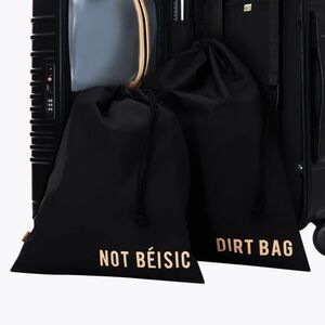 Beis Drawstring Black Travel Bag Set